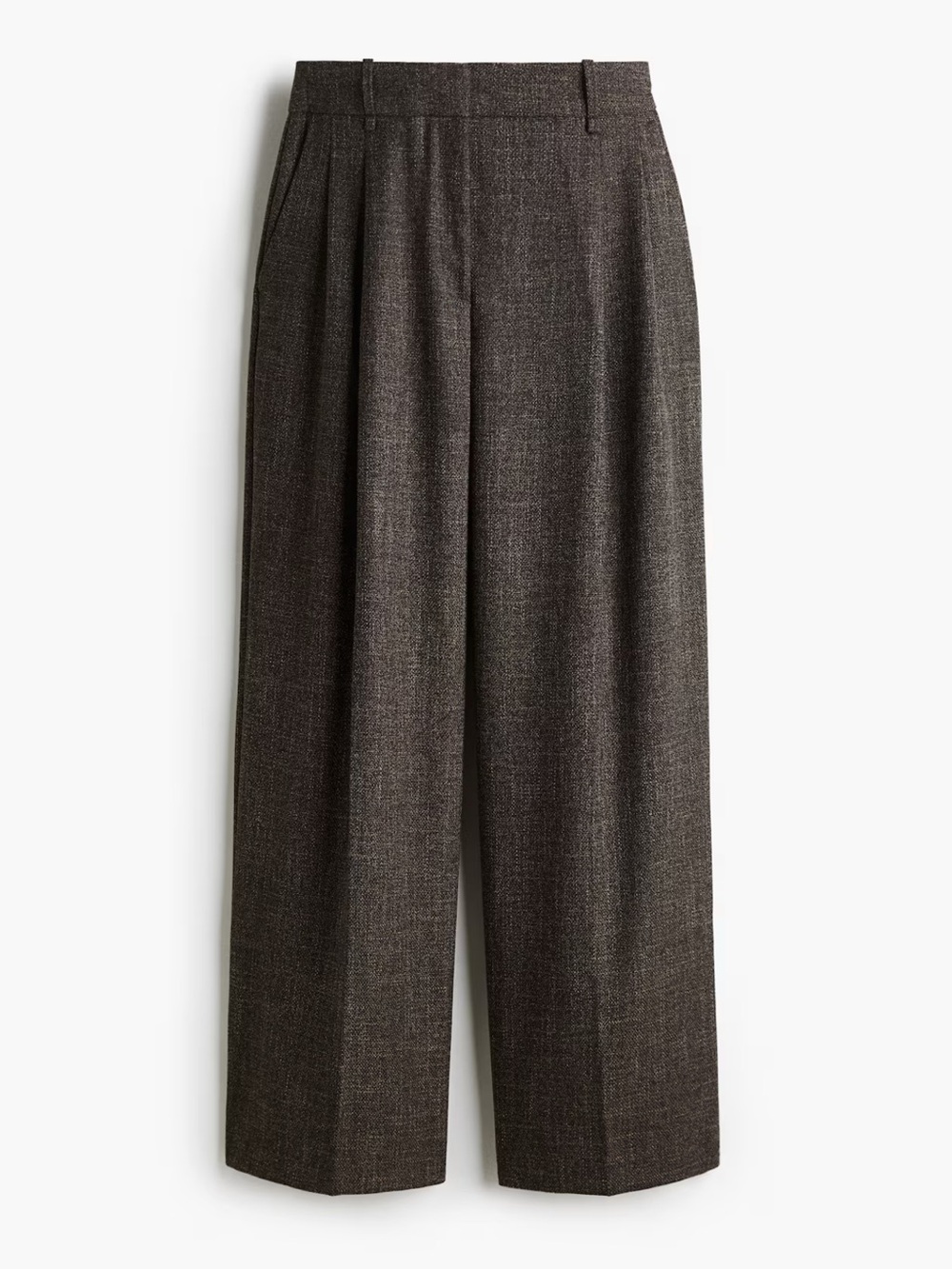 H&M Women's Wide-Leg Tailored Pants in Dark Brown Tweed look Fall trends